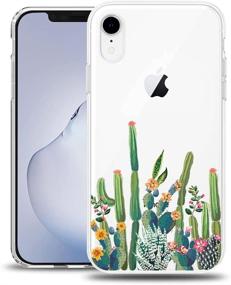 img 4 attached to 🌵 MURMAZ Clear iPhone XR Case with Cute Cactus Floral Design - Transparent & Slim Hard Back Soft Bumper Hybrid Protective Flowers Phone Cover for Girls & Women (Cactuz XR)