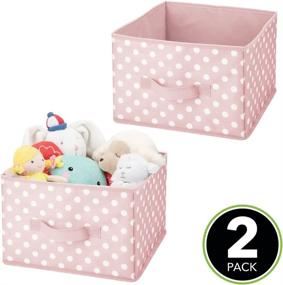 img 3 attached to 🎀 mDesign Soft Fabric Closet Storage Organizer Box Bin - Attached Handle, Open Top, for Child/Kids Bedroom, Nursery, Toy Room - Playful Polka Dot Print - Medium Size, 2 Pack - Pink with White Dots