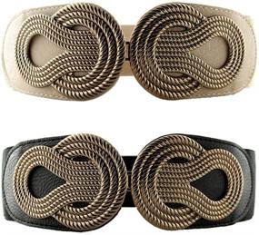 img 4 attached to VOCHIC Vintage Interlock Elastic Stretchy Women's Accessories in Belts