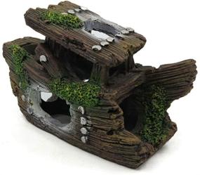 img 4 attached to 🏴 Lefunpets Aquarium Shipwreck Decorations sunken ship fish tank ornaments, resin hideout decor for betta fish in 5 to 10-gallon aquariums