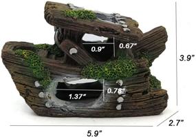 img 3 attached to 🏴 Lefunpets Aquarium Shipwreck Decorations sunken ship fish tank ornaments, resin hideout decor for betta fish in 5 to 10-gallon aquariums