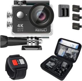 img 4 attached to 📷 REMALI CaptureCam: 4K Ultra HD Waterproof Sports Action Camera Kit with 21 Mounts and Accessories