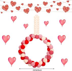 img 1 attached to Valentine's Day Wool Felt Pom Pom Wreath - 10 Inch Front Door Felt Ball Wreath - Valentine Door Wreath Decorations for Valentine's Day Wedding Engagement Party Home - Pink, Beige, Red, Flesh Pink