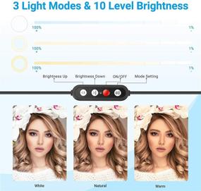 img 1 attached to 📸 Стойка-трипод с кольцевой лампой для селфи и держателем для смартфона, LED-кольцевая лампа, совместима с телефоном и камерой, для YouTube, прямой трансляции, видеоконференций Zoom.