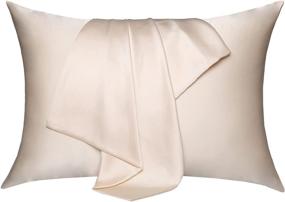 img 4 attached to 🌿 100% Natural Mulberry Silk Pillowcase for Hair and Skin with Hidden Zipper - Both Sides 19 Momme Silk - Soft, Breathable, and Smooth Silk Pillow Cover - 1pc Standard Size (20x26) in Buff Beige