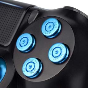 img 1 attached to 🎮 Enhance Your PS4 Controller - eXtremeRate Blue Metal Buttons, Aluminum Analog Thumbsticks, Bullet Buttons & D-pad Replacement Kits for PS4 Slim Pro Controller
