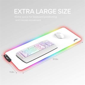 img 2 attached to 🖱️ Rukario White RGB Gaming Mouse Pad with 15 Lighting Modes - Soft & Smooth Microfiber, Waterproof, Extra Large Mousepad 31.5 x 11.8 inches - Glowing LED Extended Mousepads for XL XXL Computer Desk Mat