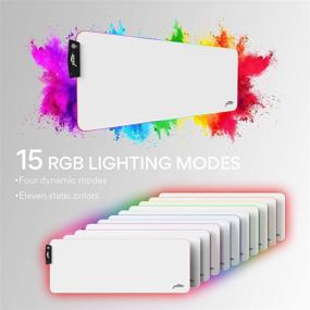 img 3 attached to 🖱️ Rukario White RGB Gaming Mouse Pad with 15 Lighting Modes - Soft & Smooth Microfiber, Waterproof, Extra Large Mousepad 31.5 x 11.8 inches - Glowing LED Extended Mousepads for XL XXL Computer Desk Mat