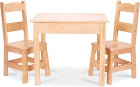 img 4 attached to Melissa & Doug Solid Wood Table and 2 Chairs Set - Light Finish: Perfect Playroom Furniture for Kids