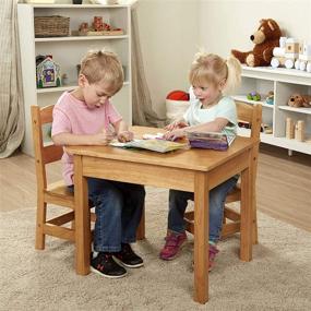 img 3 attached to Melissa & Doug Solid Wood Table and 2 Chairs Set - Light Finish: Perfect Playroom Furniture for Kids
