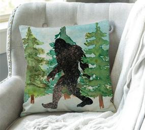 img 2 attached to 🦍 Swono Big Foot Sasquatch Watercolor Rustic Farmhouse Decor Pillow Cover- Cozy Cushion Case for Sofa, Couch, Housewarming Gift- 18" x 18" Cotton Linen