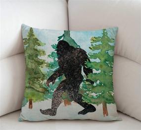 img 3 attached to 🦍 Swono Big Foot Sasquatch Watercolor Rustic Farmhouse Decor Pillow Cover- Cozy Cushion Case for Sofa, Couch, Housewarming Gift- 18" x 18" Cotton Linen