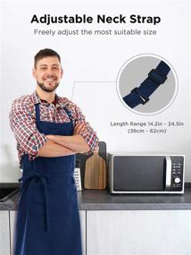 img 1 attached to 👨 Водоотталкивающий регулируемый фартук с 2 карманами для готовки, барбекю, рисования - идеальные фартуки для шеф-поваров, мужчин, женщин