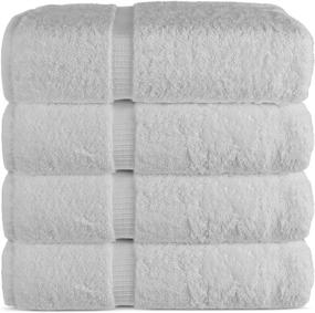 img 4 attached to 🚿 Premium Set of 4 Luxury Hotel & Spa Bath Towels: 100% Genuine Turkish Cotton, 27" x 54", White