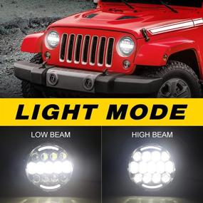 img 4 attached to Top Rated 105W OSRAM 7'' Round LED Headlights in Black with White/Amber Turn Signal DRL - Enhanced Compatibility with Jeep Wrangler JK TJ LJ CJ using H4 & H13 Adapter (Black Pair)
