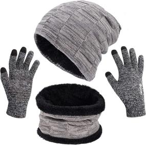 img 4 attached to 🧣 MAYLISACC Winter Beanie Hat Scarf and Touch Screen Gloves Set: Stylish Thermal Knit Cap, Neck Warmer & Gloves for Men and Women