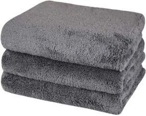 img 4 attached to 🧼 SINLAND Microfiber Hand Towel for Bathroom | Super Soft Makeup Remover Cloth | Washcloth for Home Spa, Sports, and Face Cleansing | 16 Inch x 30 Inch | Gray | Pack of 3