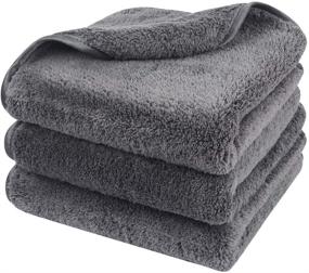 img 3 attached to 🧼 SINLAND Microfiber Hand Towel for Bathroom | Super Soft Makeup Remover Cloth | Washcloth for Home Spa, Sports, and Face Cleansing | 16 Inch x 30 Inch | Gray | Pack of 3