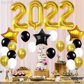 img 2 attached to 🎈 Набор новогодних украшений на 2022 год - Большие золотые шары размером 40 дюймов | Поставки для вечеринки на Новый Год, украшения и аксессуары для выпускной церемонии