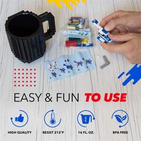 img 1 attached to ☕ BPA-Free Funny Coffee Mug with 3 Packs of Building Bricks - TOYAMBA Build on Brick Mug for Kids, Creative Building Block Mug DIY Idea 16OZ (Black)