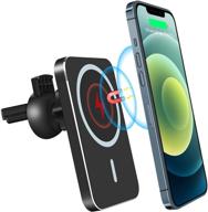 📱 topume 2021 upgraded magnetic car wireless charger - 15w qi fast charging car phone mount | air vent phone holder for iphone 12/12mini/12pro/12pro max (black, square) logo