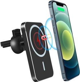 img 4 attached to 📱 Topume 2021 Upgraded Magnetic Car Wireless Charger - 15W Qi Fast Charging Car Phone Mount | Air Vent Phone Holder for iPhone 12/12Mini/12Pro/12Pro Max (Black, Square)