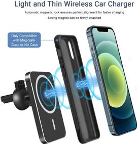 img 2 attached to 📱 Topume 2021 Upgraded Magnetic Car Wireless Charger - 15W Qi Fast Charging Car Phone Mount | Air Vent Phone Holder for iPhone 12/12Mini/12Pro/12Pro Max (Black, Square)