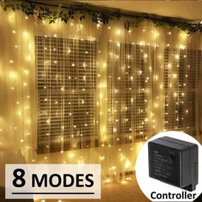 img 2 attached to 🌟 Enhance Your Outdoor Space with Solhice LED Curtain Lights - 20ft x10ft, 600 LEDs, 8 Twinkle Modes, Warm White