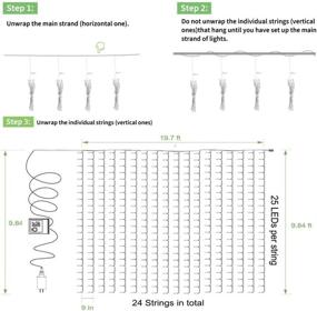 img 1 attached to 🌟 Enhance Your Outdoor Space with Solhice LED Curtain Lights - 20ft x10ft, 600 LEDs, 8 Twinkle Modes, Warm White