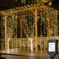 🌟 enhance your outdoor space with solhice led curtain lights - 20ft x10ft, 600 leds, 8 twinkle modes, warm white logo