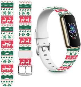 img 4 attached to 🎄 Patterned Print Silicone Band Replacement for Women and Girls - Designed for Fitbit Luxe 2021 Small - Christmas Xmas Design - BANDS FOR FITBIT LUXE + Cisland Durable Design