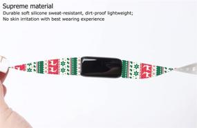 img 1 attached to 🎄 Patterned Print Silicone Band Replacement for Women and Girls - Designed for Fitbit Luxe 2021 Small - Christmas Xmas Design - BANDS FOR FITBIT LUXE + Cisland Durable Design