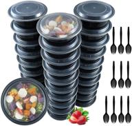 💼 30-pack reusable plastic meal prep containers with lids - 32 oz, perfect for lunch! includes salad containers, disposable bowls, food prep bowls, bento box & 10 forks логотип