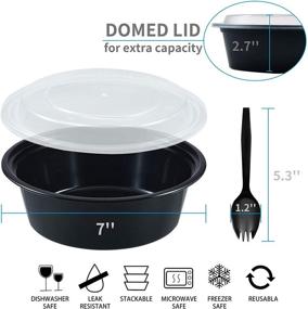 img 2 attached to 💼 30-Pack Reusable Plastic Meal Prep Containers with Lids - 32 oz, Perfect for Lunch! Includes Salad Containers, Disposable Bowls, Food Prep Bowls, Bento Box & 10 Forks