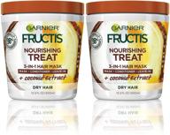 🥥 garnier fructis nourishing treat hair mask with coconut extract - 1 minute, moisturizing - 13.5 fl oz (pack of 2, packaging may vary) logo