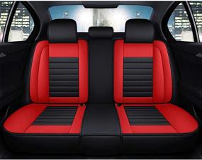 img 2 attached to 🚗 SOGLOTY Car Seat Covers: Full Set of Faux Leather Auto Vehicle Front and Back Seat Cushion Covers - Black Red, Universal Fit for Cars, SUVs, and Pick-up Trucks - Enhance Your Auto Interior