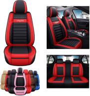 🚗 sogloty car seat covers: full set of faux leather auto vehicle front and back seat cushion covers - black red, universal fit for cars, suvs, and pick-up trucks - enhance your auto interior logo