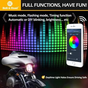 img 1 attached to 🚦 2021 Street Glide RGB Halo Headlight - Plug and Play LED Headlight for Road King, Street Glide, Fatboy, Softail - Cellphone APP Controlled Multicolor RGB Angel Eye