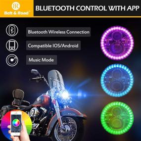 img 2 attached to 🚦 2021 Street Glide RGB Halo Headlight - Plug and Play LED Headlight for Road King, Street Glide, Fatboy, Softail - Cellphone APP Controlled Multicolor RGB Angel Eye