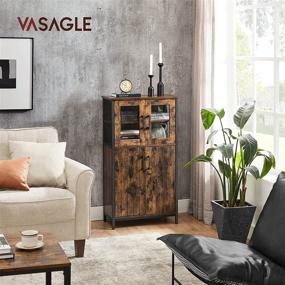 img 1 attached to 🔲 VASAGLE Pantry Cabinet: Stylish Adjustable Shelf Storage Unit for Kitchen & Living Room, Industrial Style (Rustic Brown & Black)