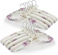 👗 glcon padded clothes hangers for women - anti slip satin foam sweater hangers | thick padded coat hanger with no bump floral canvas cover | ideal for adult, bridesmaid, wedding gown closet | pack of 10 логотип