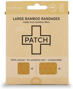 img 4 attached to PATCH Large Square and Rectangle Bamboo Bandages – Hypoallergenic, Zero Waste, Compostable & Natural - Cruelty-Free, Eco-Friendly - 10 ct