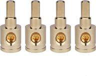 amp input reducer 4pcs: 1/0 gauge to 4 gauge wire reducer adapter - brass, gold plated logo