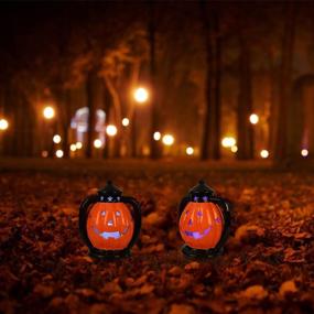 img 2 attached to 🎃 8-Inch Halloween Pumpkin Lantern Decorations: Light Up Ceramic Pumpkins for Christmas & Outdoor Decorating - Set of 6 Colors