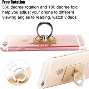 img 2 attached to 📱 4 Pack Cell Phone Finger Kickstand Loop Mount Stent 360 Degree Rotary Hand Grip - Compatible with iPhone 11 Pro Max X XS 8 7 Plus Galaxy S9 (Black+Rosegold)