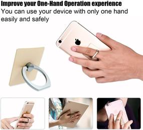 img 1 attached to 📱 4 Pack Cell Phone Finger Kickstand Loop Mount Stent 360 Degree Rotary Hand Grip - Compatible with iPhone 11 Pro Max X XS 8 7 Plus Galaxy S9 (Black+Rosegold)