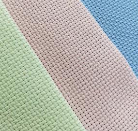 img 2 attached to 🧵 3 Pack 14CT Counted Cotton Aida Cloth Cross Stitch Fabric - 12x18 inches (Light Blue, Pink, Light Green)