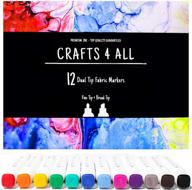 🎨 crafts 4 all fabric markers pens permanent 12 bright dual tip fabric paint | child-safe, water-based & non-toxic writers art supplies logo