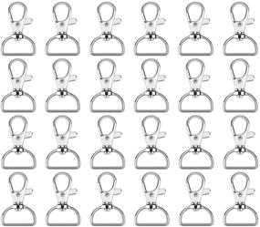 img 4 attached to 🔗 50 PCS Swivel Clasp Trigger Clips with 3/4 INCH D Rings, Metal Lobster Claw Clasps for Creating Snap Tabs/Embroidered Key Fobs