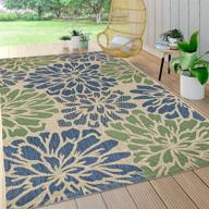 🌼 jonathan y non-shedding zinnia modern floral area rug - 3x5, navy/green - perfect for indoor/outdoor décor logo